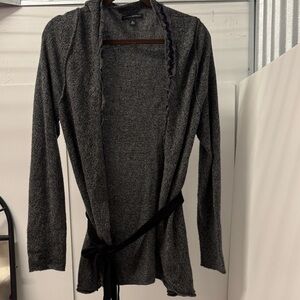 Banana Republic Charcoal Cardigan with Black Tie